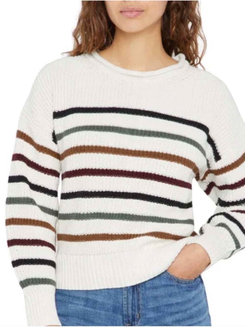 GAP Cotton Rollneck Sweater with Multicolor Stripes